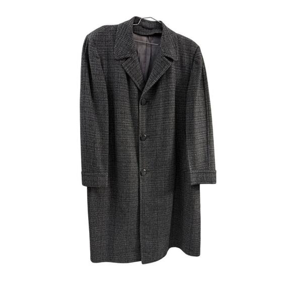 VTG Fashion Made Clothes John Marshall  Wool Herringbone Tweed Overcoat Mens  L - Picture 2 of 9